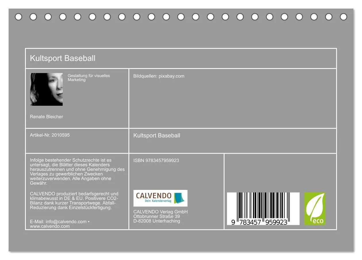 Bild: 9783457959923 | Kultsport Baseball (Tischkalender 2026 DIN A5 quer), CALVENDO...