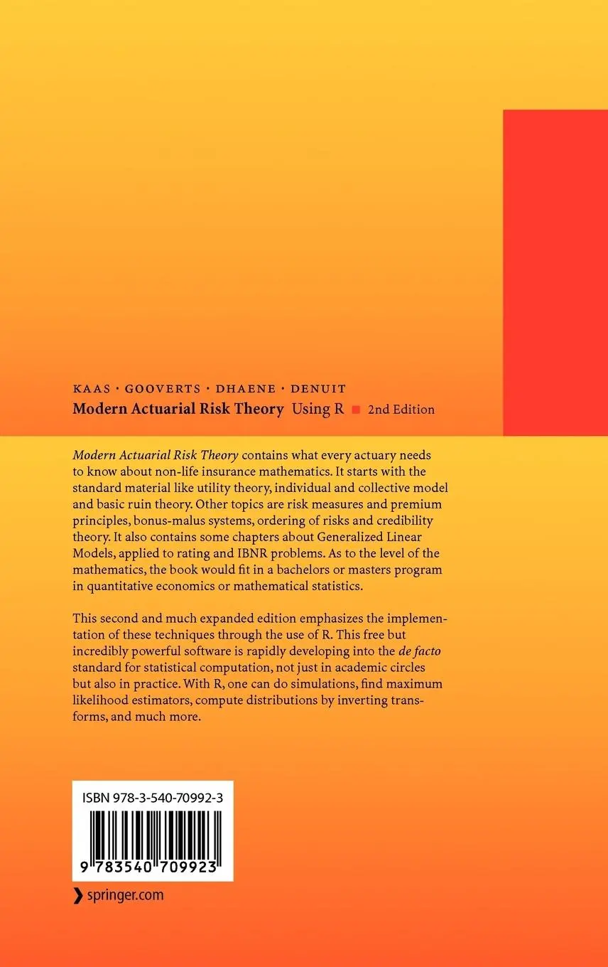 Rückseite: 9783540709923 | Modern Actuarial Risk Theory | Using R | Rob Kaas (u. a.) | Buch