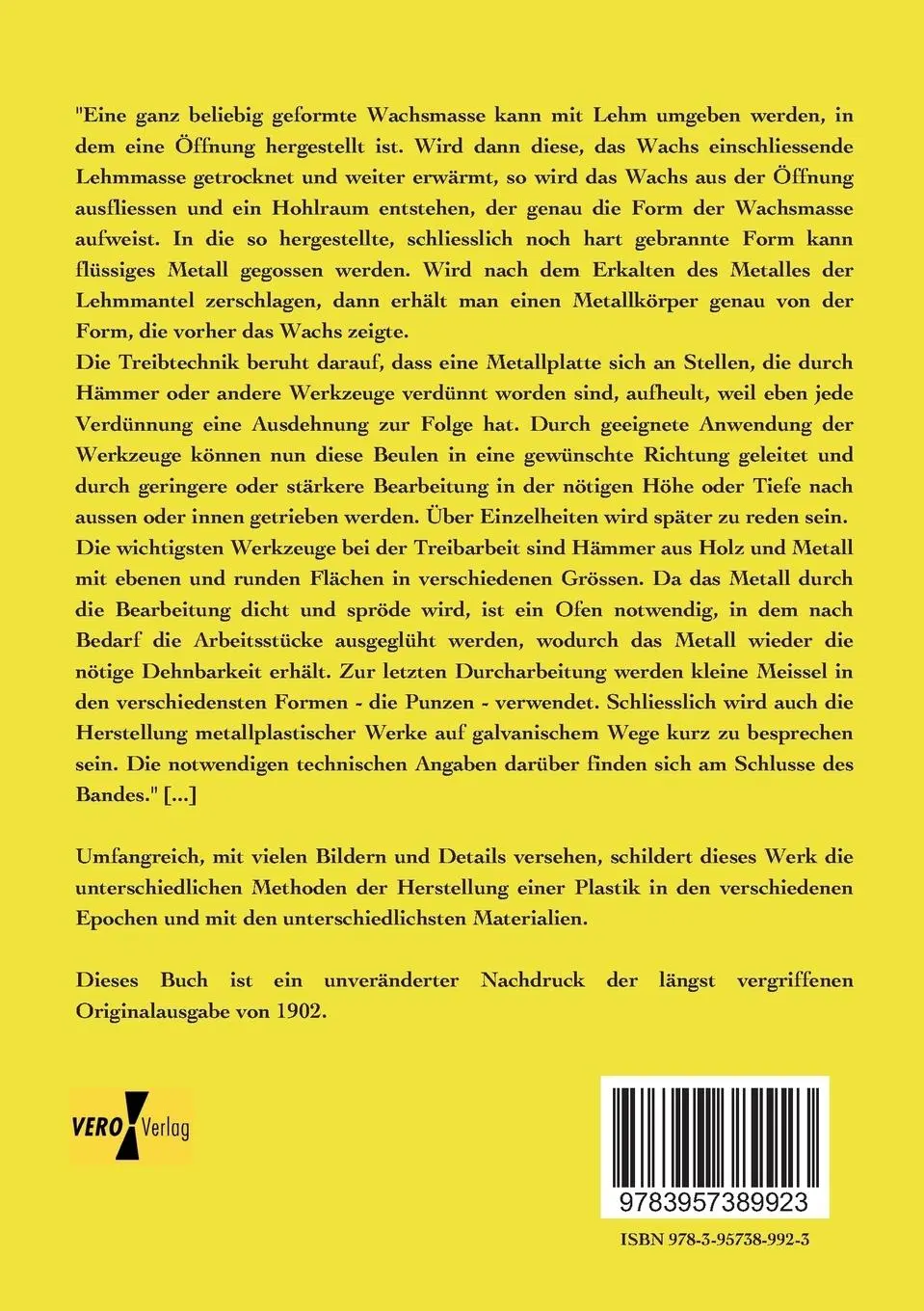 Rückseite: 9783957389923 | Technik der Bronzeplastik | Jean Louis Sponsel | Taschenbuch | 140 S.