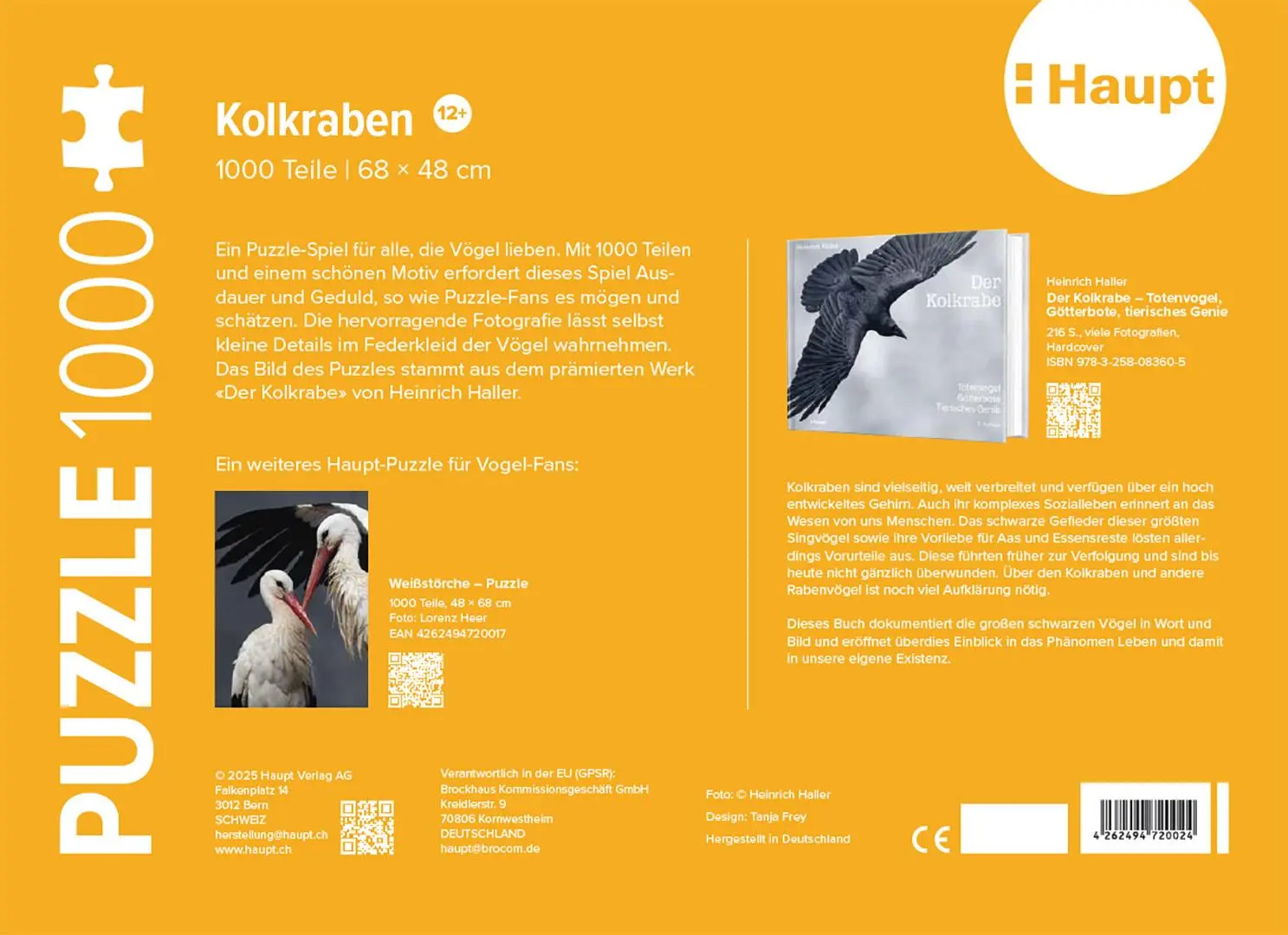 Rückseite: 4262494720024 | Kolkraben - Puzzle | 1000 Teile | Haupt Verlag | Spiel | Deutsch