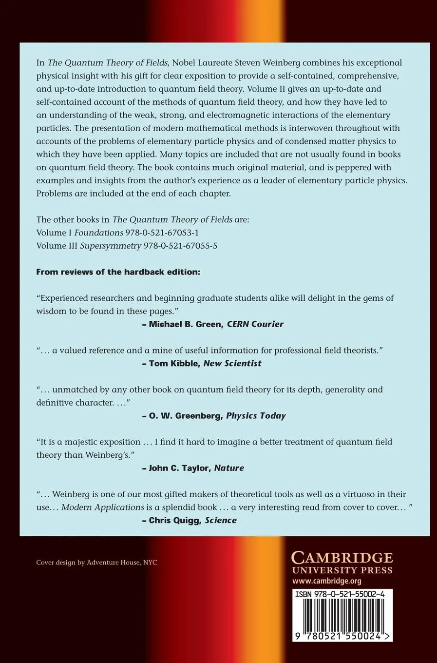 Rückseite: 9780521550024 | The Quantum Theory of Fields V2 | Steven Weinberg | Buch | Englisch