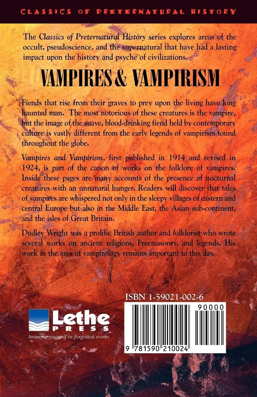 Rückseite: 9781590210024 | Vampires and Vampirism | Legends from Around the World | Dudley Wright