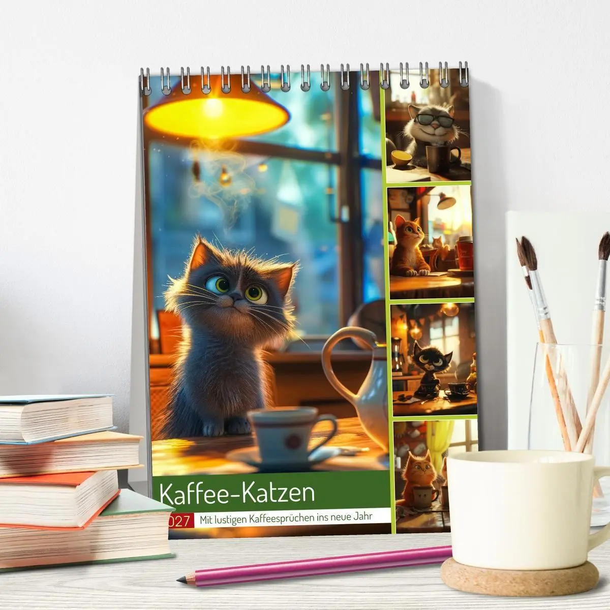 Bild: 9783569180024 | Kaffee-Katzen (Tischkalender 2027 DIN A5 hoch), CALVENDO...