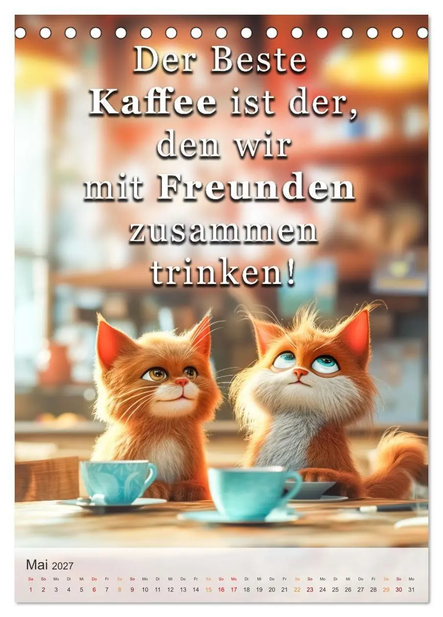Bild: 9783569180024 | Kaffee-Katzen (Tischkalender 2027 DIN A5 hoch), CALVENDO...