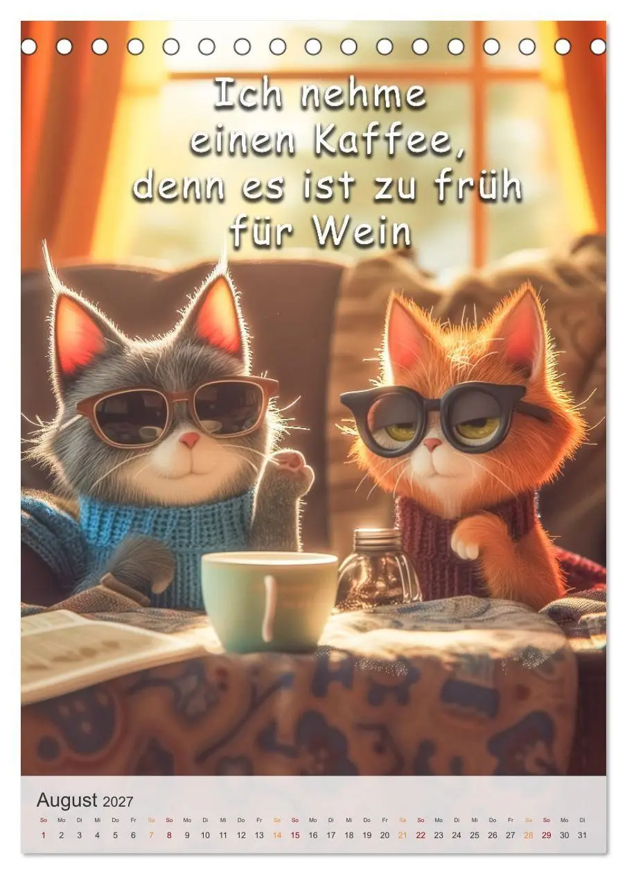 Bild: 9783569180024 | Kaffee-Katzen (Tischkalender 2027 DIN A5 hoch), CALVENDO...