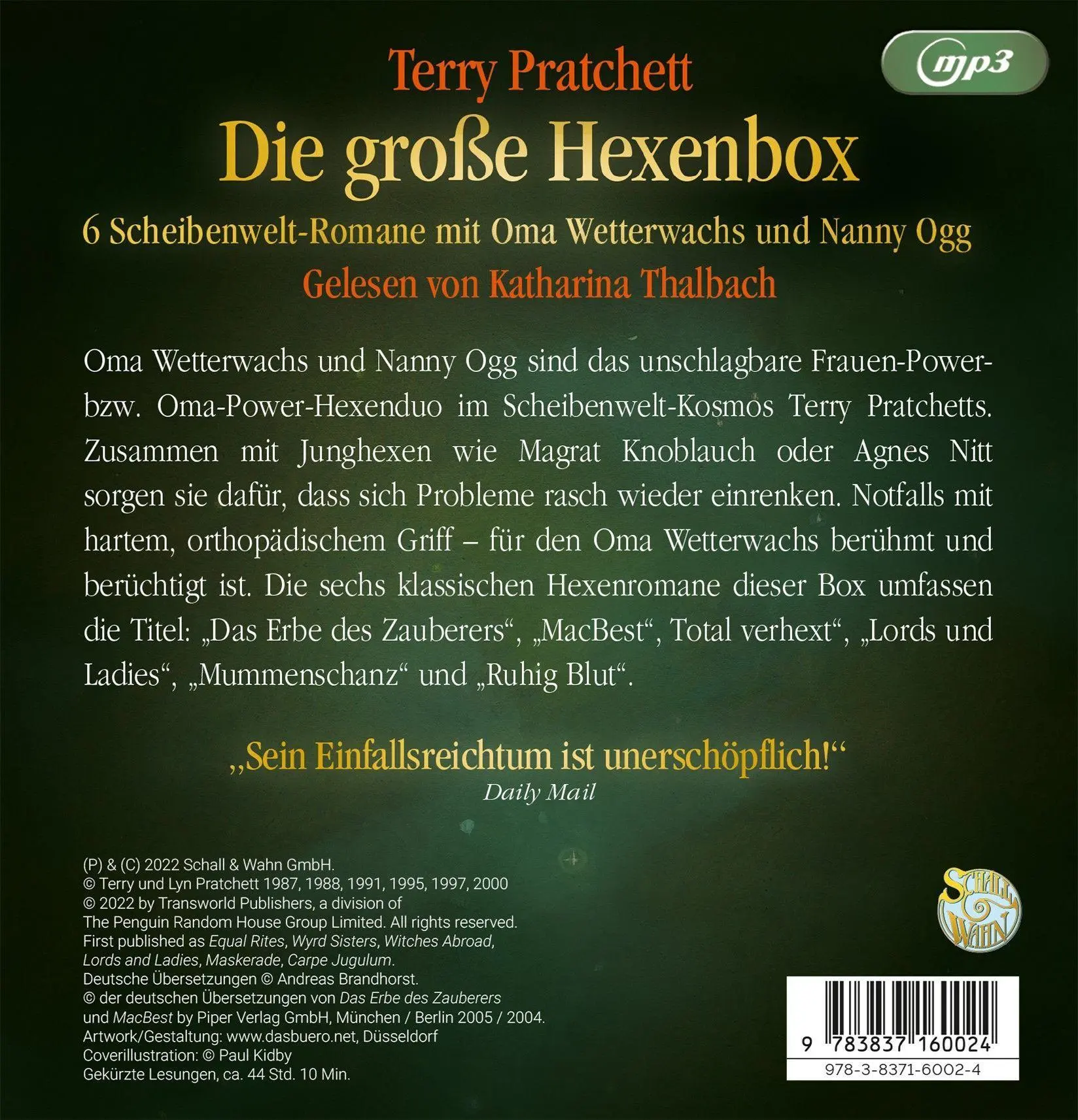 Bild: 9783837160024 | Die große Hexenbox | Schall&amp;Wahn | Terry Pratchett | MP3 | 6 Audio-CDs