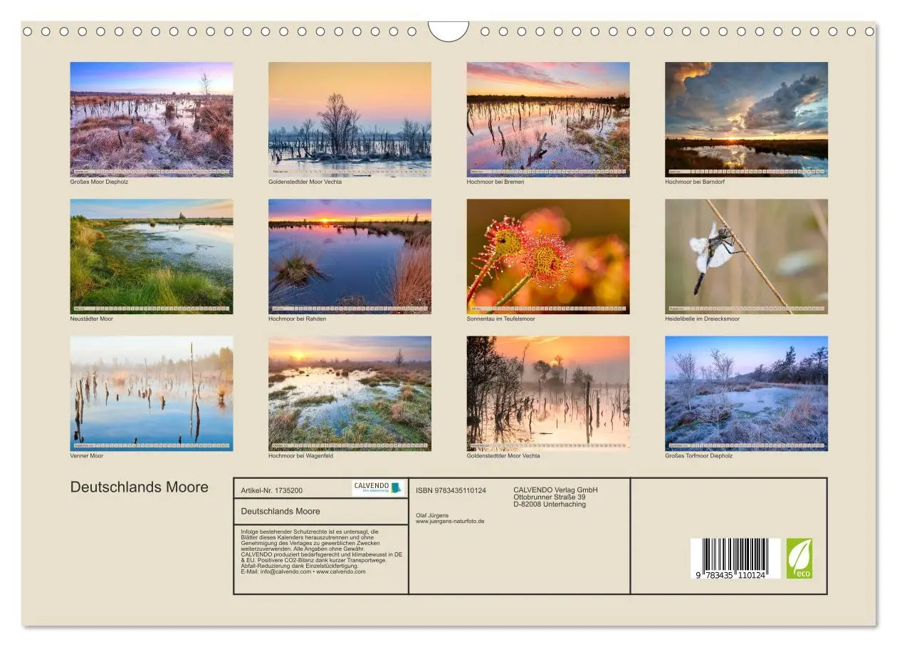Bild: 9783435110124 | Deutschlands Moore (Wandkalender 2025 DIN A3 quer), CALVENDO...