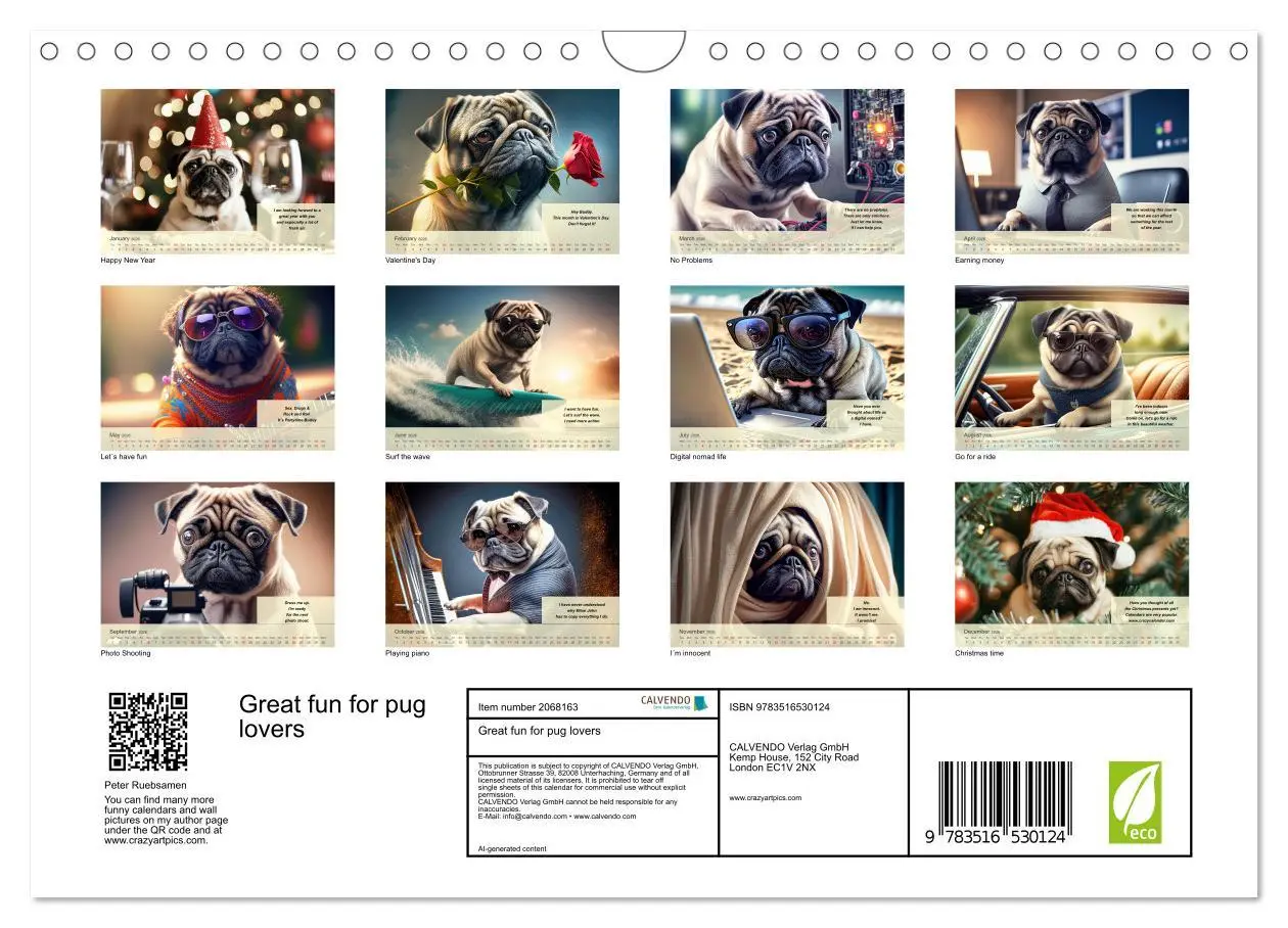Bild: 9783516530124 | Great fun for pug lovers (Wall Calendar 2026 DIN A4 landscape),...