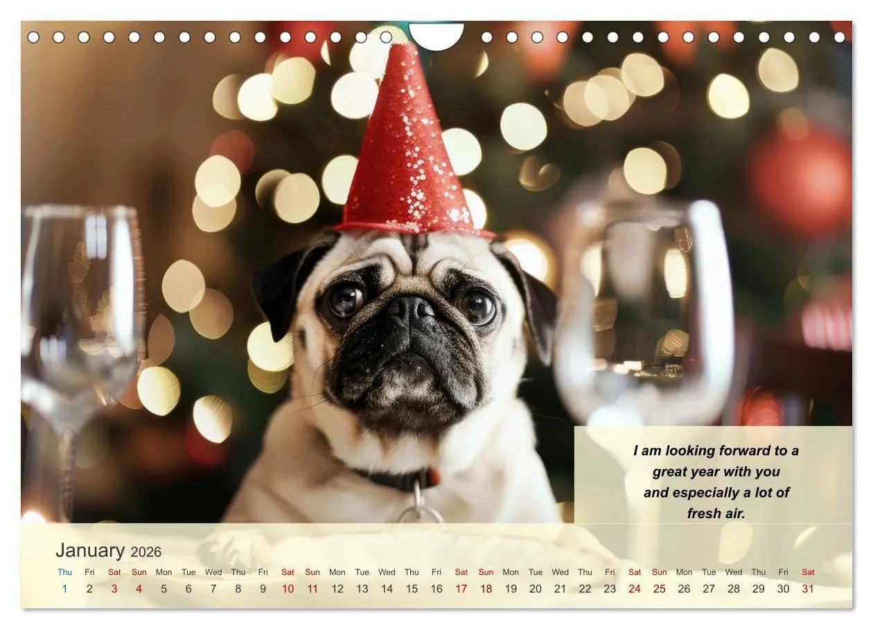 Bild: 9783516530124 | Great fun for pug lovers (Wall Calendar 2026 DIN A4 landscape),...