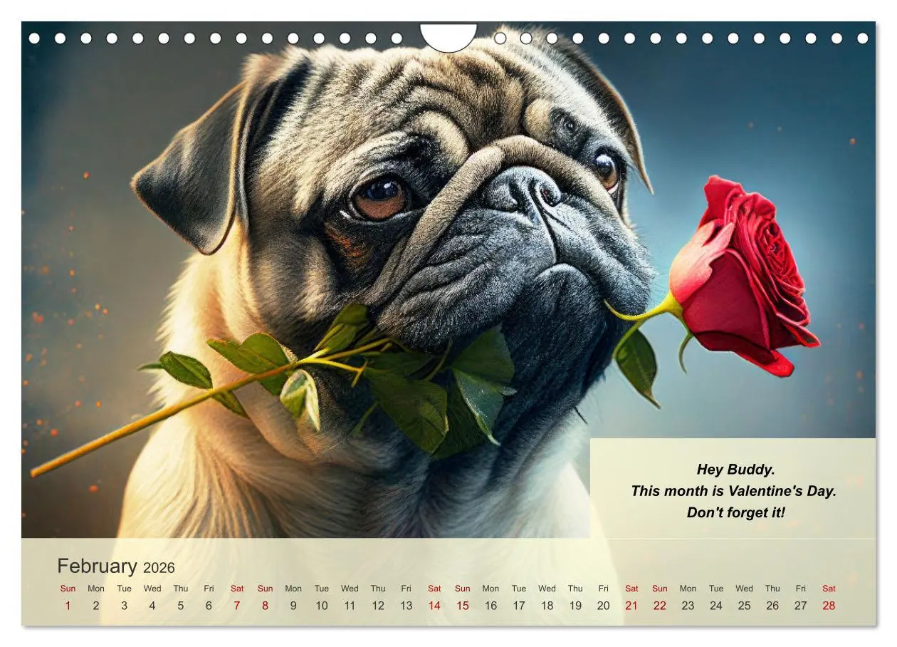 Bild: 9783516530124 | Great fun for pug lovers (Wall Calendar 2026 DIN A4 landscape),...