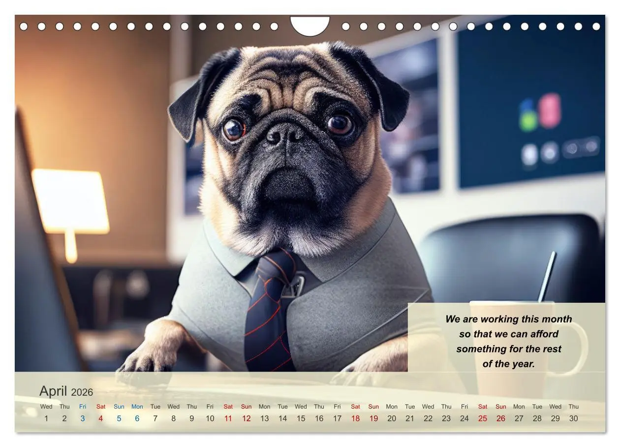 Bild: 9783516530124 | Great fun for pug lovers (Wall Calendar 2026 DIN A4 landscape),...
