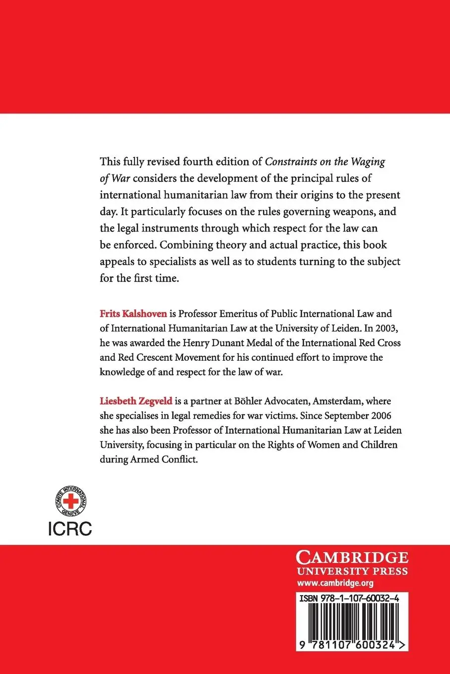 Rückseite: 9781107600324 | Constraints on the Waging of War | Frits Kalshoven (u. a.) | Buch