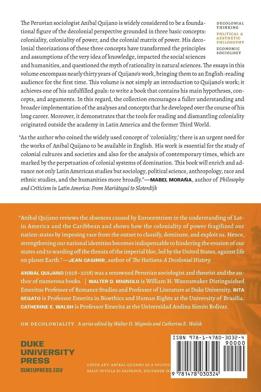 Rückseite: 9781478030324 | Aníbal Quijano | Foundational Essays on the Coloniality of Power