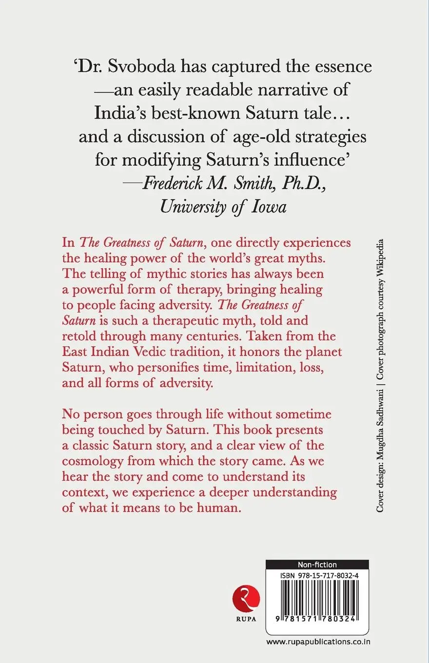 Rückseite: 9781571780324 | The Greatness Of Saturn | A Therapeutic Myth | Robert E. Svobod | Buch