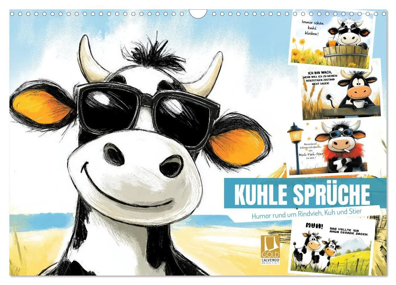 Cover: 9783457280324 | Kuhle Sprüche (Wandkalender 2026 DIN A3 quer), CALVENDO Monatskalender