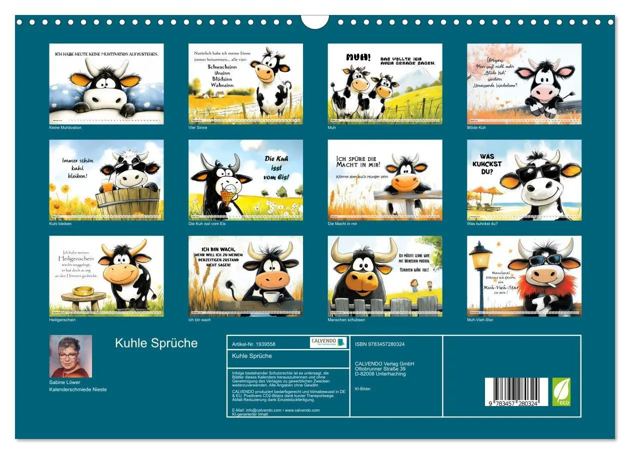 Bild: 9783457280324 | Kuhle Sprüche (Wandkalender 2026 DIN A3 quer), CALVENDO Monatskalender