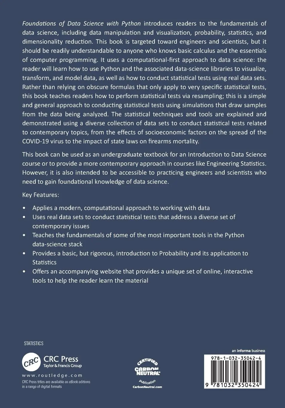 Rückseite: 9781032350424 | Foundations of Data Science with Python | John M. Shea | Taschenbuch