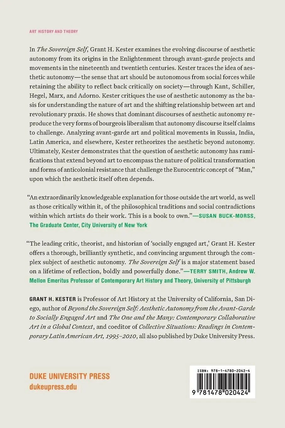 Rückseite: 9781478020424 | The Sovereign Self | Grant H. Kester | Taschenbuch | Englisch | 2023