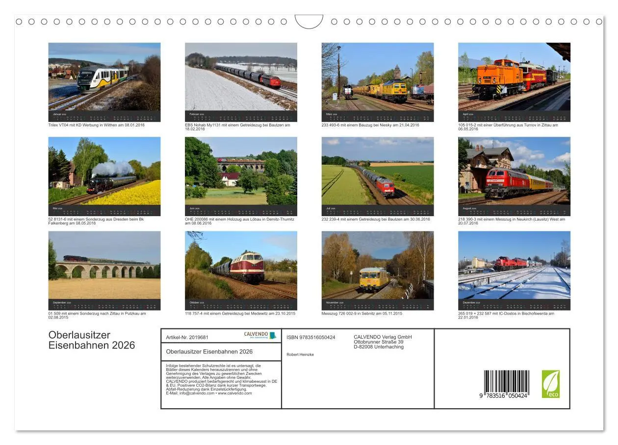 Bild: 9783516050424 | Oberlausitzer Eisenbahnen 2026 (Wandkalender 2026 DIN A3 quer),...