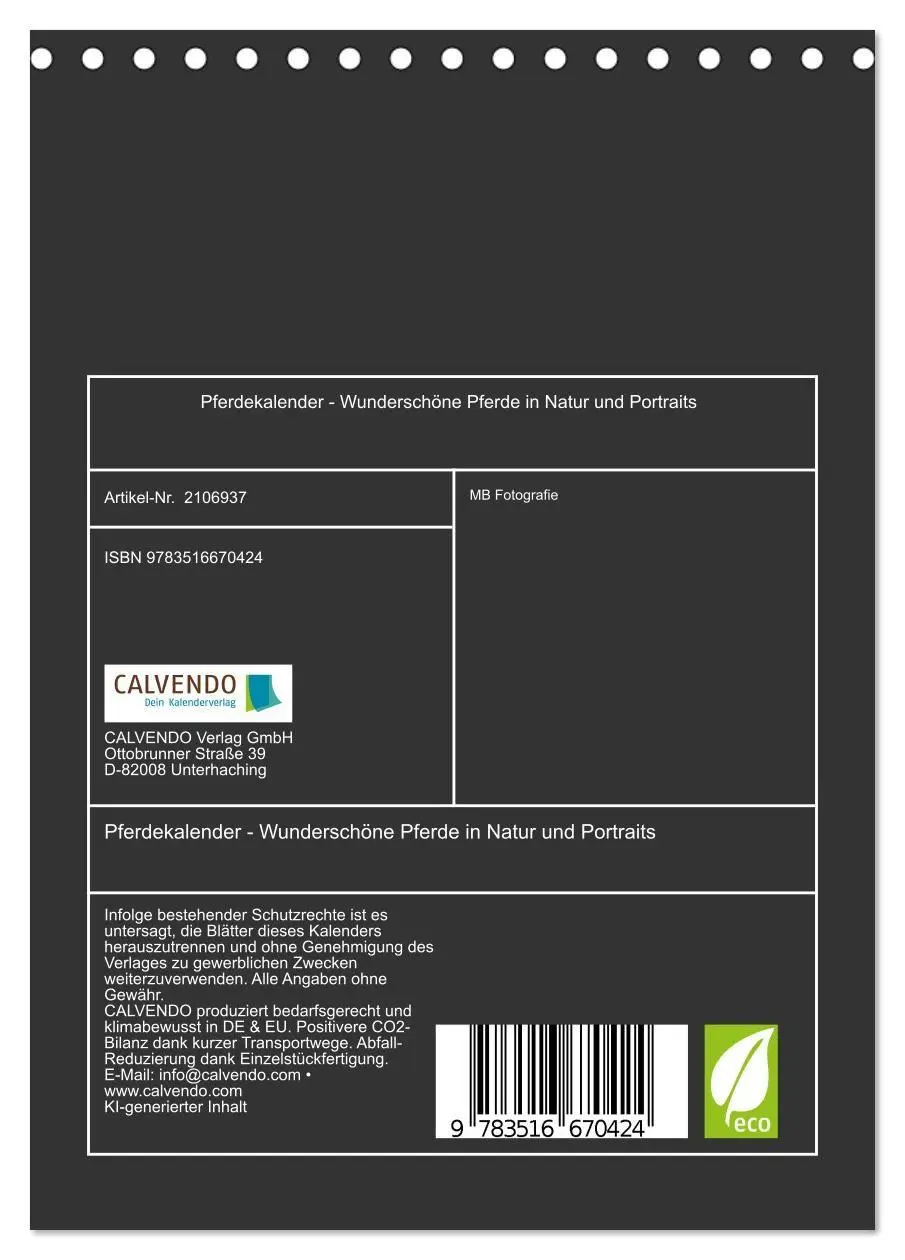 Bild: 9783516670424 | Pferdekalender - Wunderschöne Pferde in Natur und Portraits...
