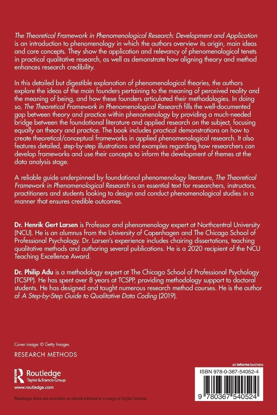 Rückseite: 9780367540524 | The Theoretical Framework in Phenomenological Research | Taschenbuch