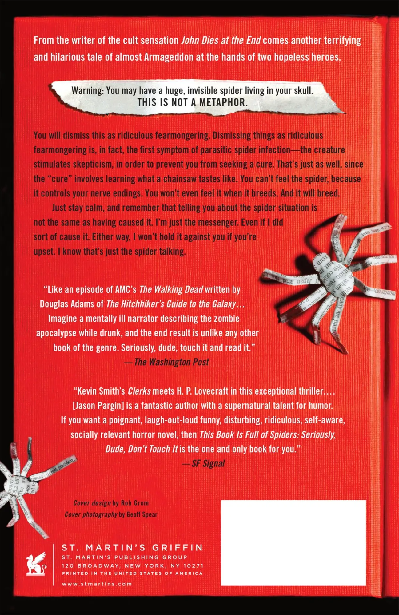 Rückseite: 9781250830524 | This Book Is Full of Spiders | Jason Pargin | Taschenbuch | Griffin