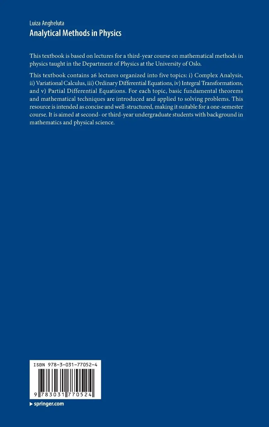 Rückseite: 9783031770524 | Analytical Methods in Physics | Luiza Angheluta | Buch | xiii | 2025