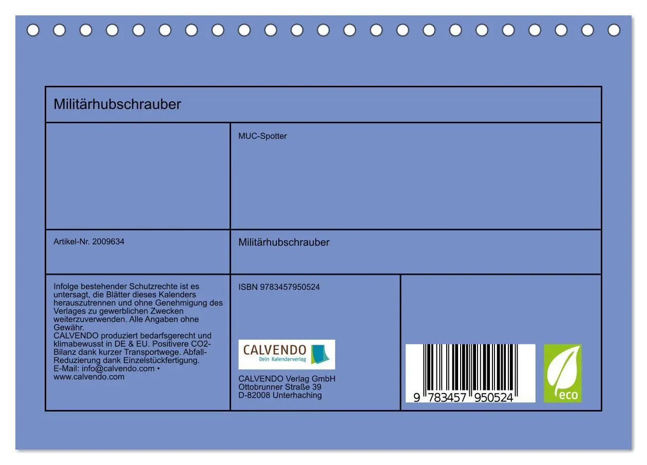 Bild: 9783457950524 | Militärhubschrauber (Tischkalender 2026 DIN A5 quer), CALVENDO...