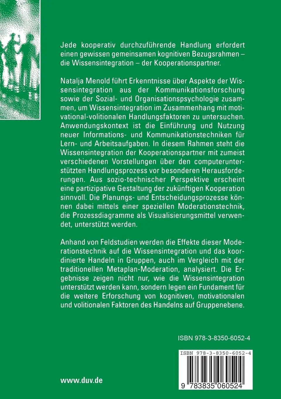 Rückseite: 9783835060524 | Wissensintegration und Handeln in Gruppen | Natalja Menold | Buch