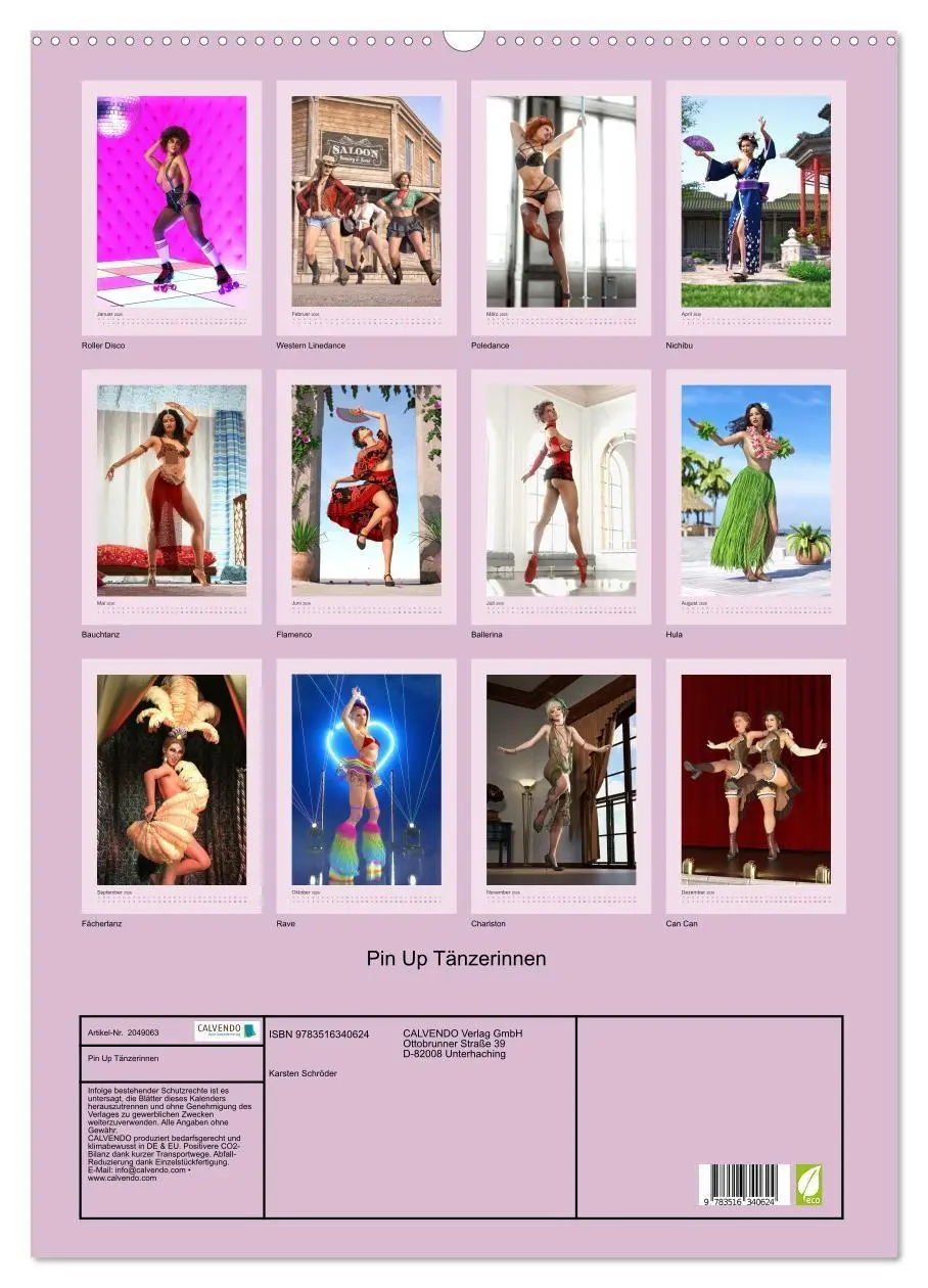 Bild: 9783516340624 | Pin Up Tänzerinnen (Wandkalender 2026 DIN A2 hoch), CALVENDO...