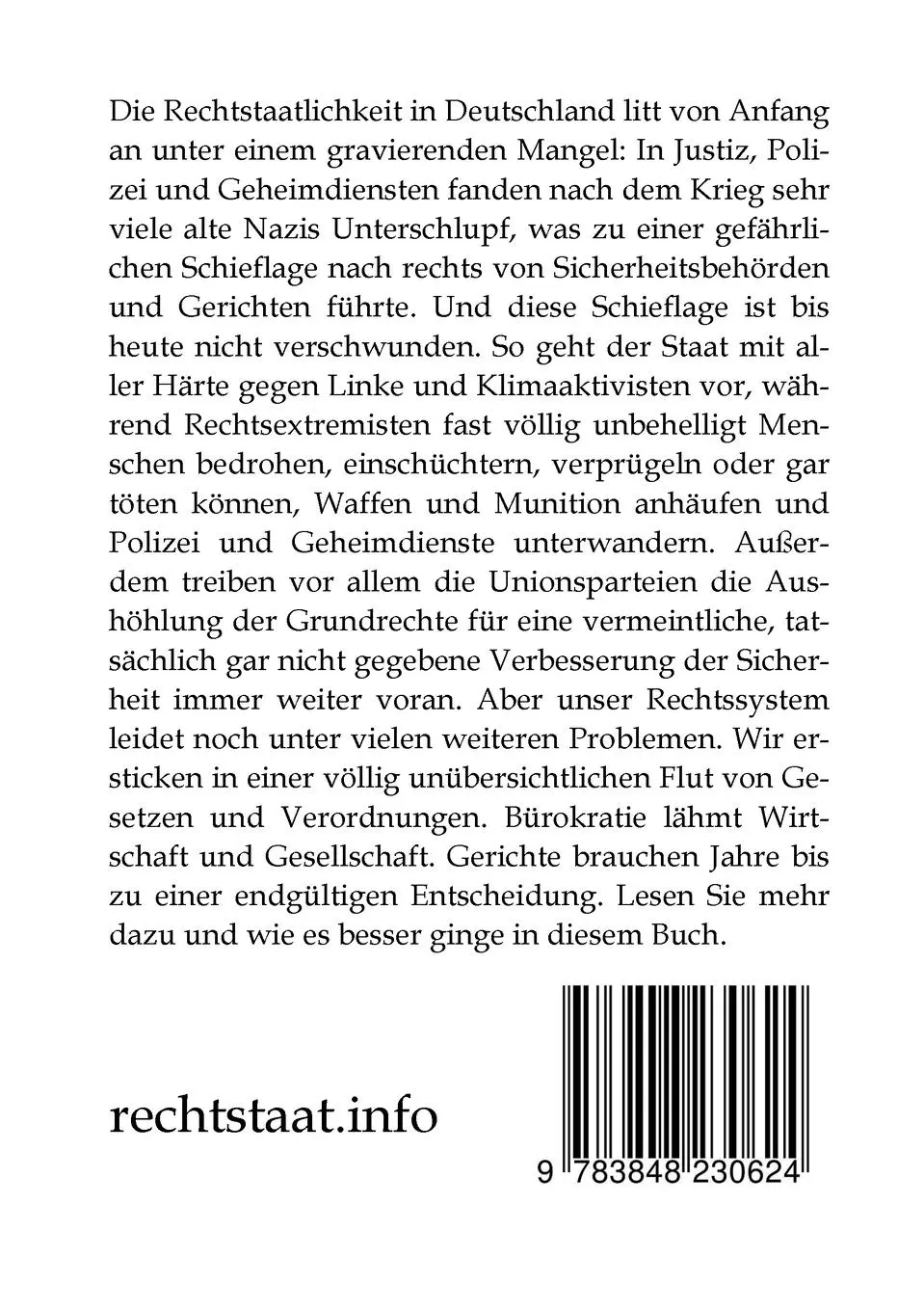 Rückseite: 9783848230624 | Das Ende des Rechtstaats | Kurt Fuchs | Taschenbuch | 356 S. | Deutsch