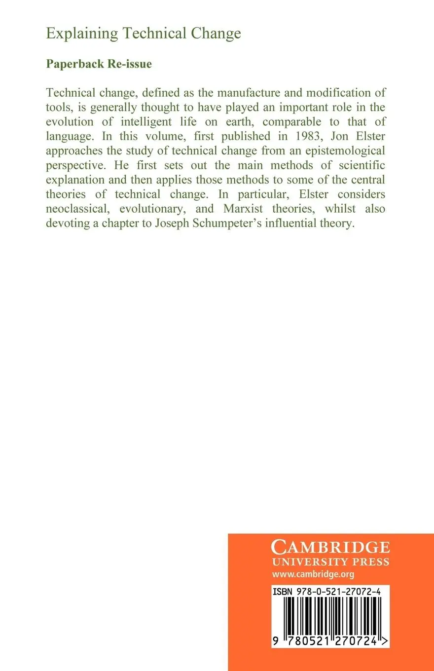 Rückseite: 9780521270724 | Explaining Technical Change | Jon Elster | Taschenbuch | Englisch