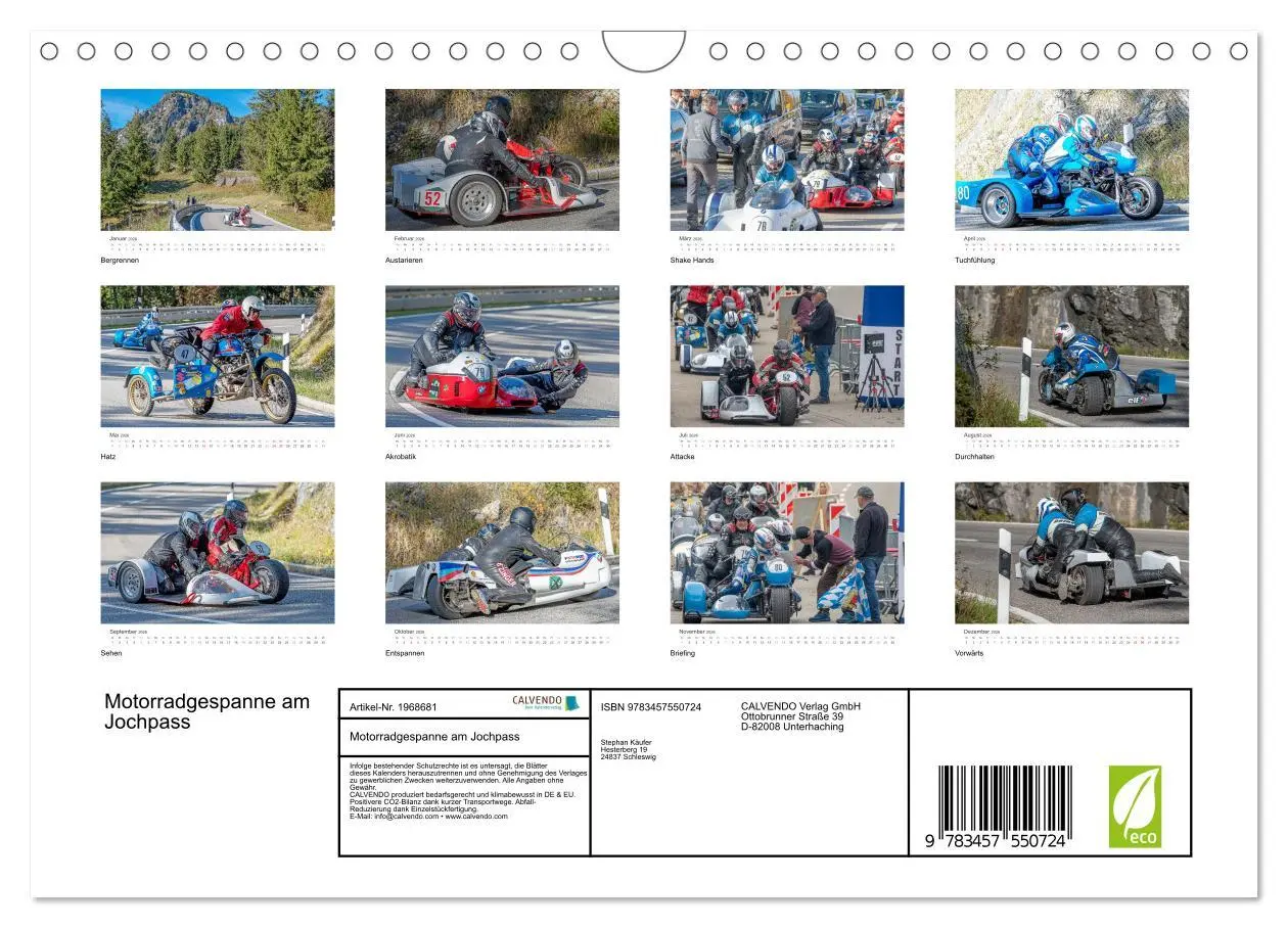 Bild: 9783457550724 | Motorradgespanne am Jochpass (Wandkalender 2026 DIN A4 quer),...
