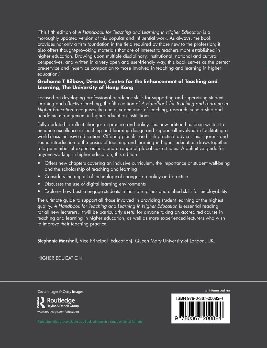 Rückseite: 9780367200824 | A Handbook for Teaching and Learning in Higher Education | Marshall
