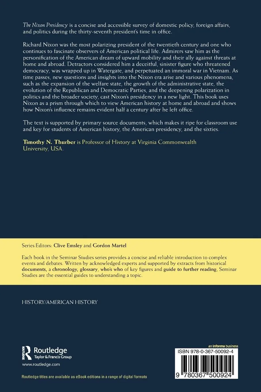 Rückseite: 9780367500924 | The Nixon Presidency | Timothy N. Thurber | Taschenbuch | Englisch