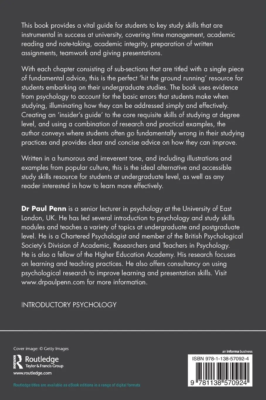 Rückseite: 9781138570924 | The Psychology of Effective Studying | How to Succeed in Your Degree