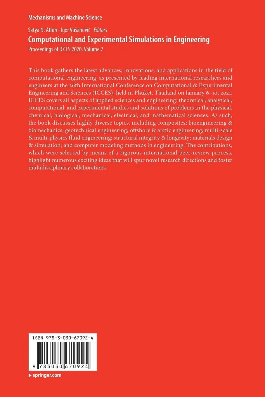 Rückseite: 9783030670924 | Computational and Experimental Simulations in Engineering | Buch | x