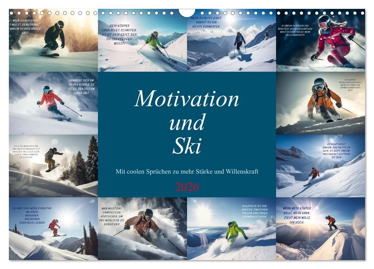 Cover: 9783457530924 | Motivation und Ski (Wandkalender 2026 DIN A3 quer), CALVENDO...