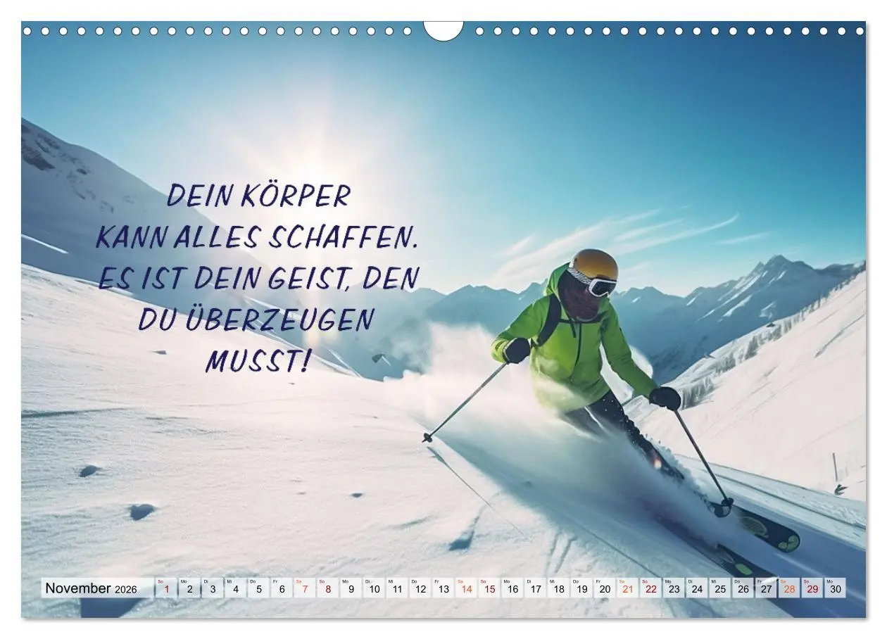 Bild: 9783457530924 | Motivation und Ski (Wandkalender 2026 DIN A3 quer), CALVENDO...