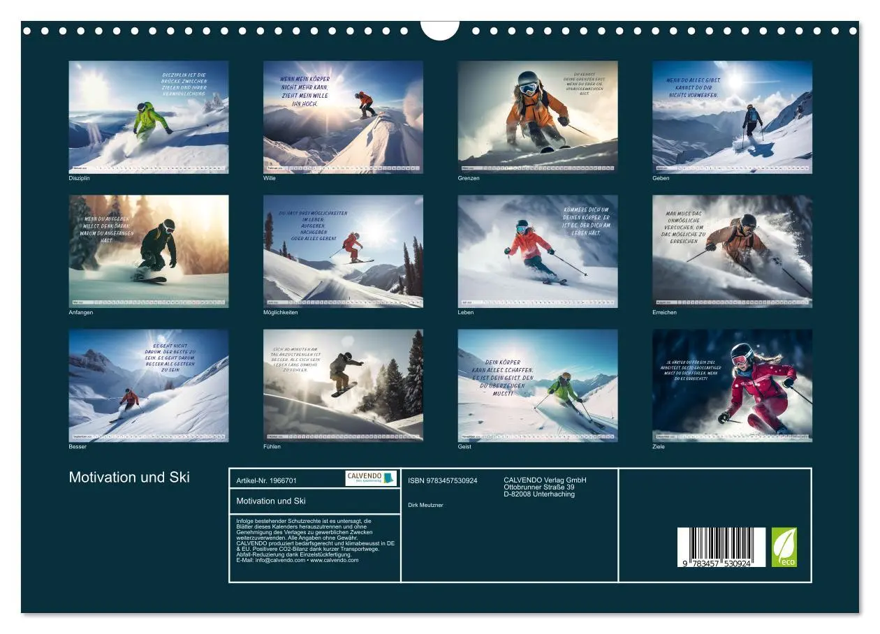 Bild: 9783457530924 | Motivation und Ski (Wandkalender 2026 DIN A3 quer), CALVENDO...