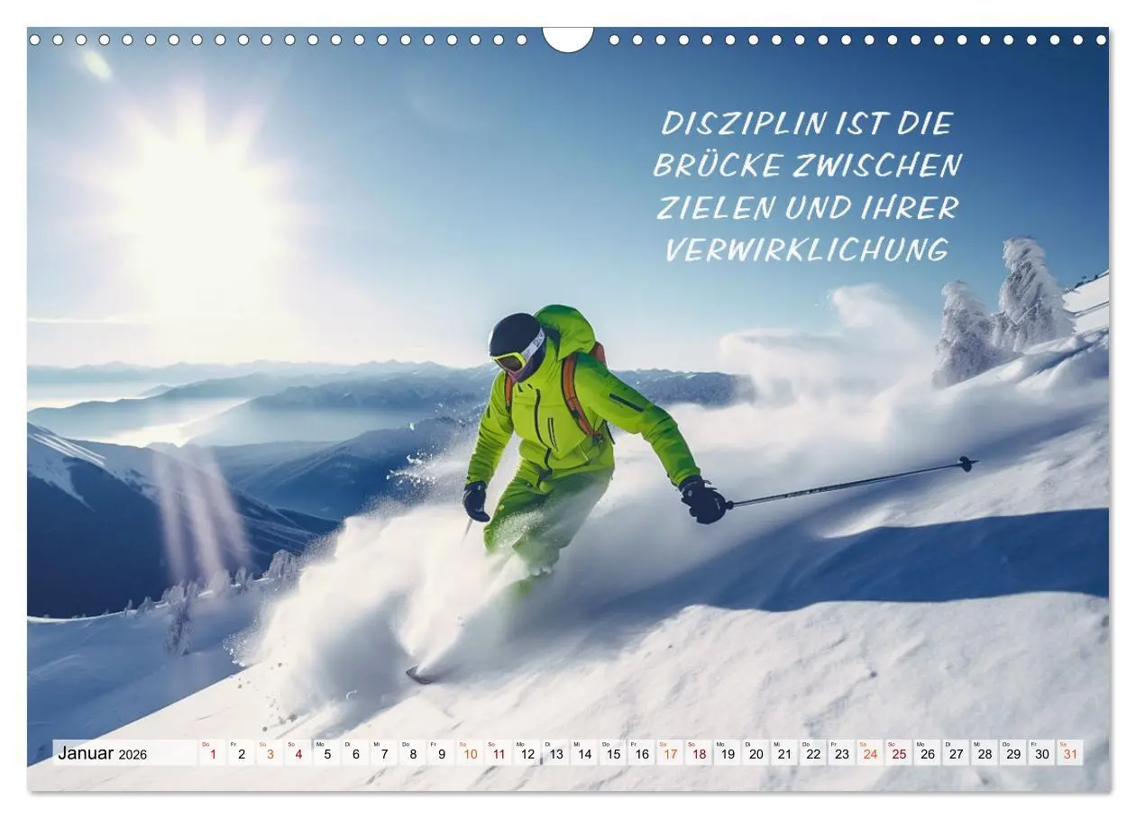 Bild: 9783457530924 | Motivation und Ski (Wandkalender 2026 DIN A3 quer), CALVENDO...