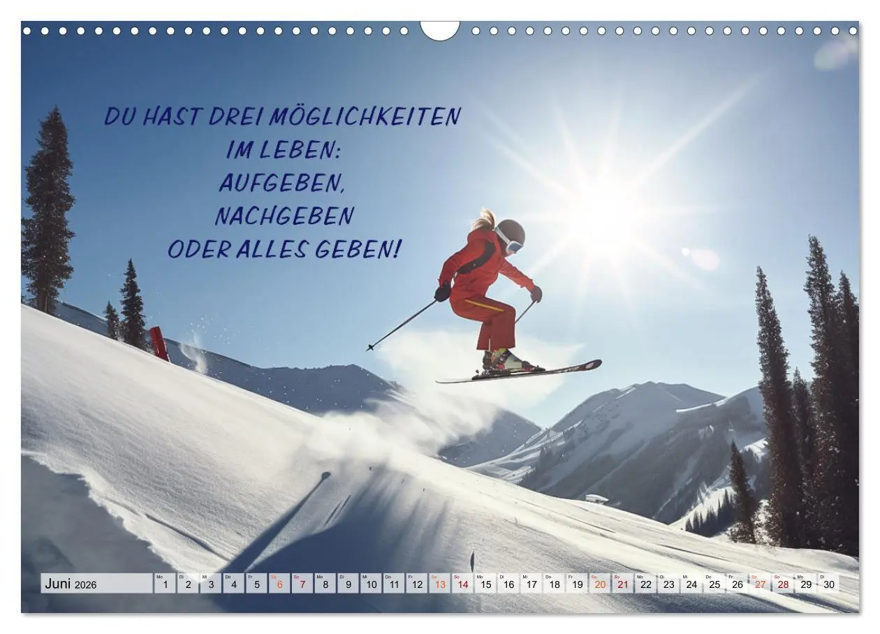 Bild: 9783457530924 | Motivation und Ski (Wandkalender 2026 DIN A3 quer), CALVENDO...