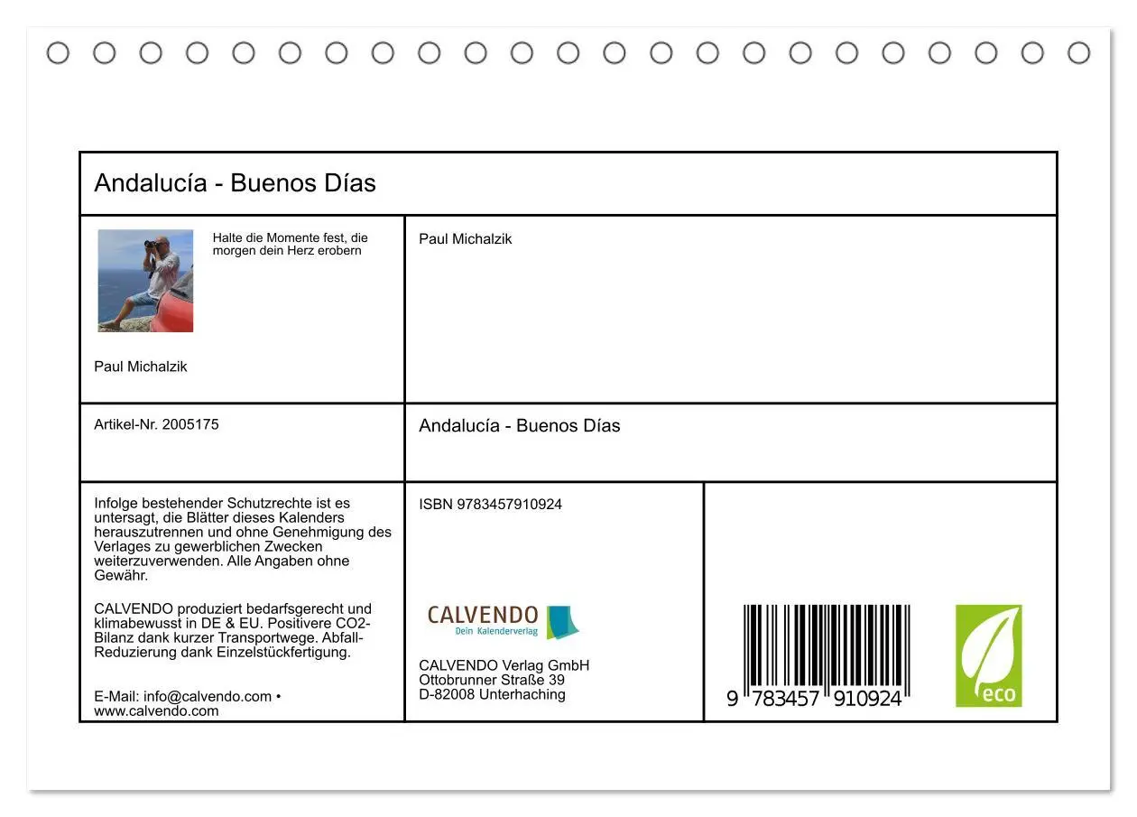 Bild: 9783457910924 | Andalucía - Buenos Días (Tischkalender 2026 DIN A5 quer), CALVENDO...