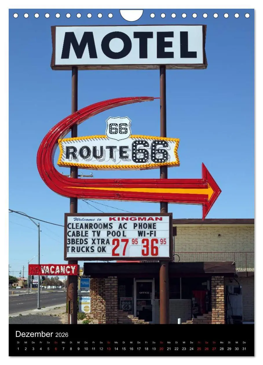 Bild: 9783516480924 | Route 66 (Wandkalender 2026 DIN A4 hoch), CALVENDO Monatskalender