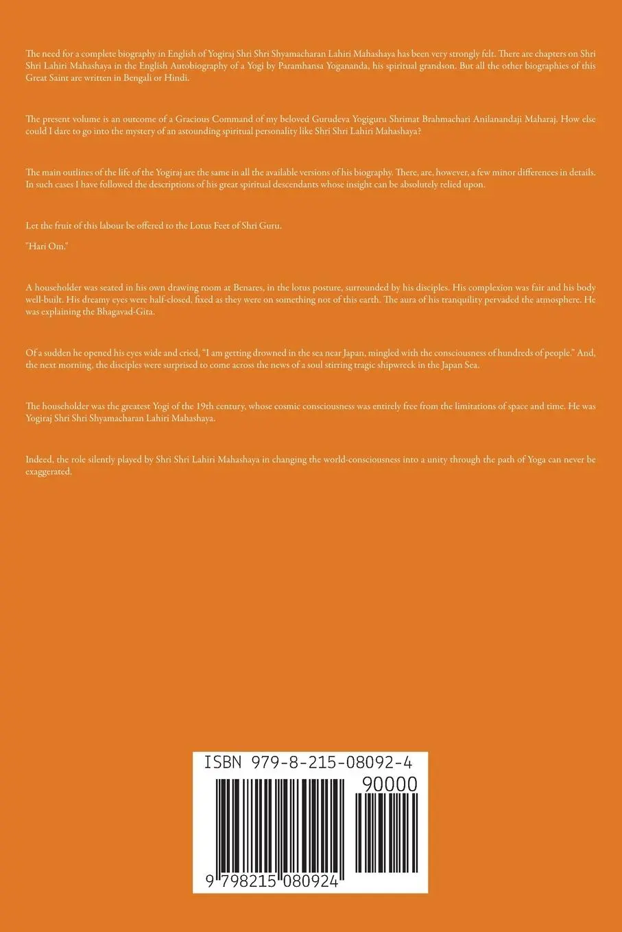 Rückseite: 9798215080924 | Yogiraj Sri Sri Shyama Charan Lahiri Mahasaya | Swami Yogananda | Buch