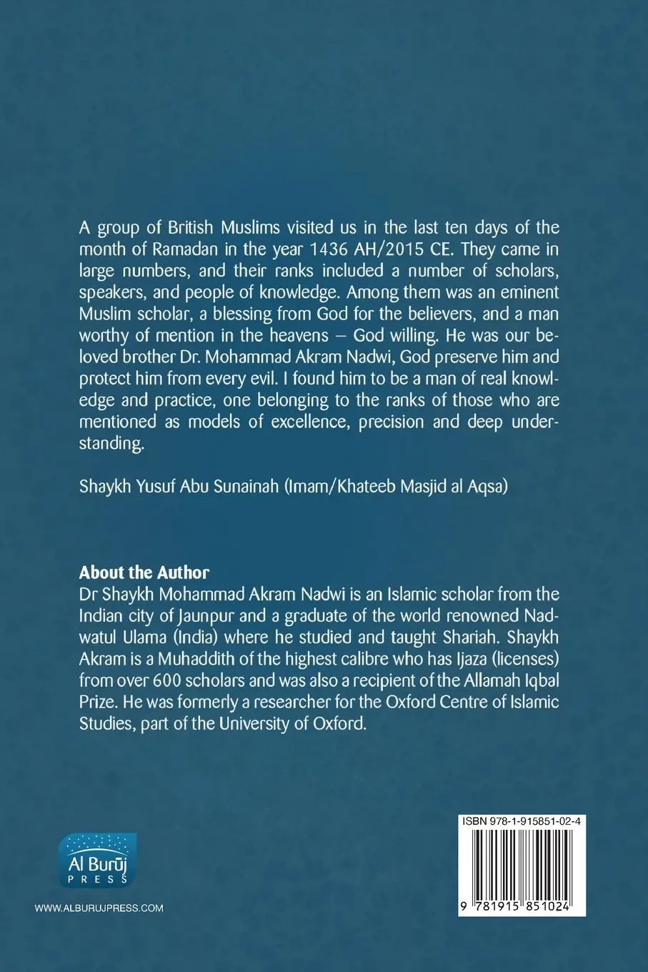 Rückseite: 9781915851024 | Remembering Beautiful Days in Jerusalem | Mohammad Akram Nadwi | Buch