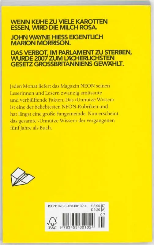 Rückseite: 9783453601024 | NEON: Unnützes Wissen | Michael Ebert (u. a.) | Taschenbuch | 272 S.