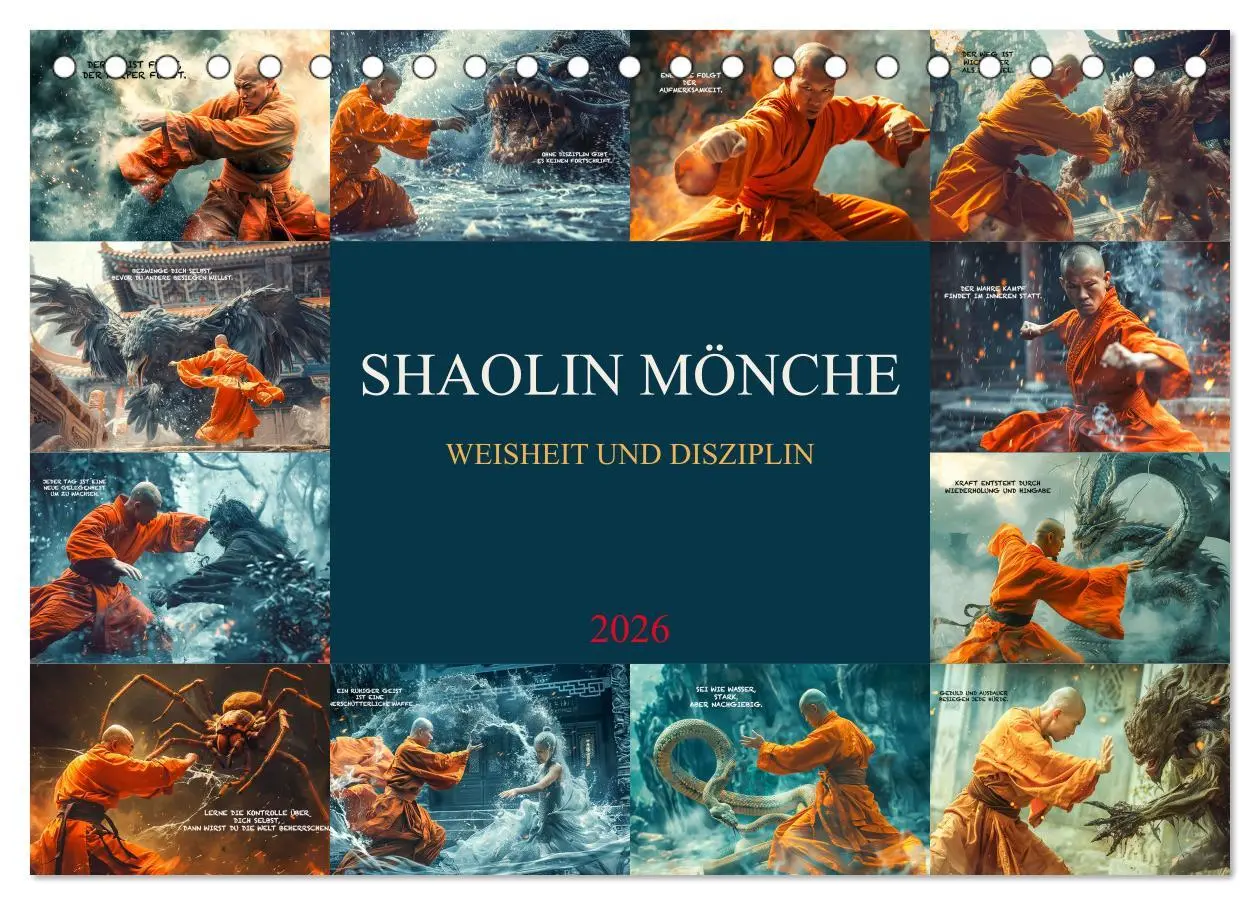 Cover: 9783457281024 | Shaolin Mönche - Weisheit und Disziplin (Tischkalender 2026 DIN A5...