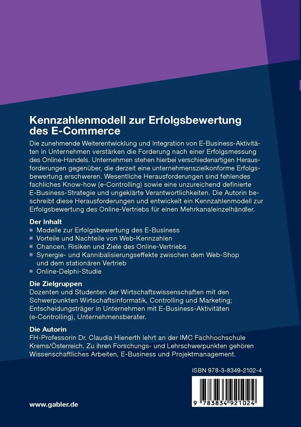 Rückseite: 9783834921024 | Kennzahlenmodell zur Erfolgsbewertung des E-Commerce | Hienerth | Buch