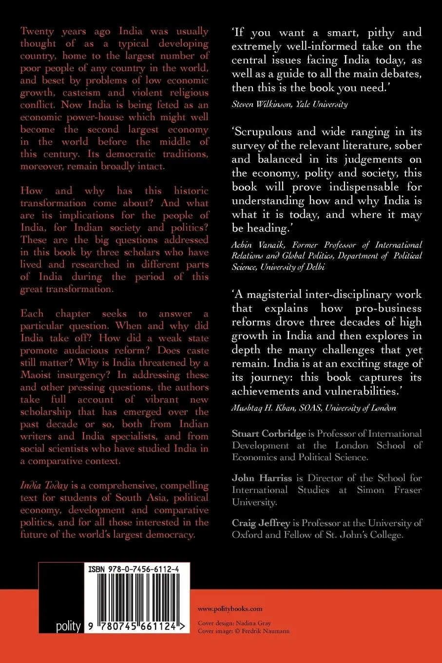 Rückseite: 9780745661124 | India Today | Economy, Politics and Society | Stuart Corbridge (u. a.)